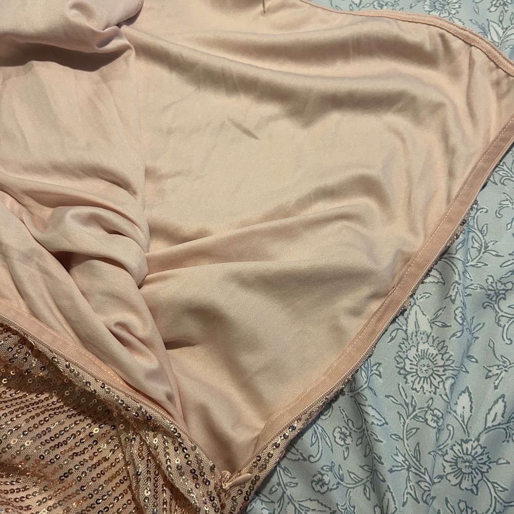 One-Shoulder Pink with Rose GoldSequin Party Dress - Picture 8 of 11